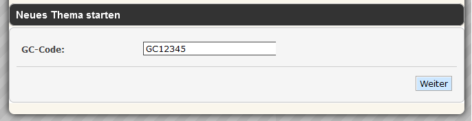 GC Code Eingabe
